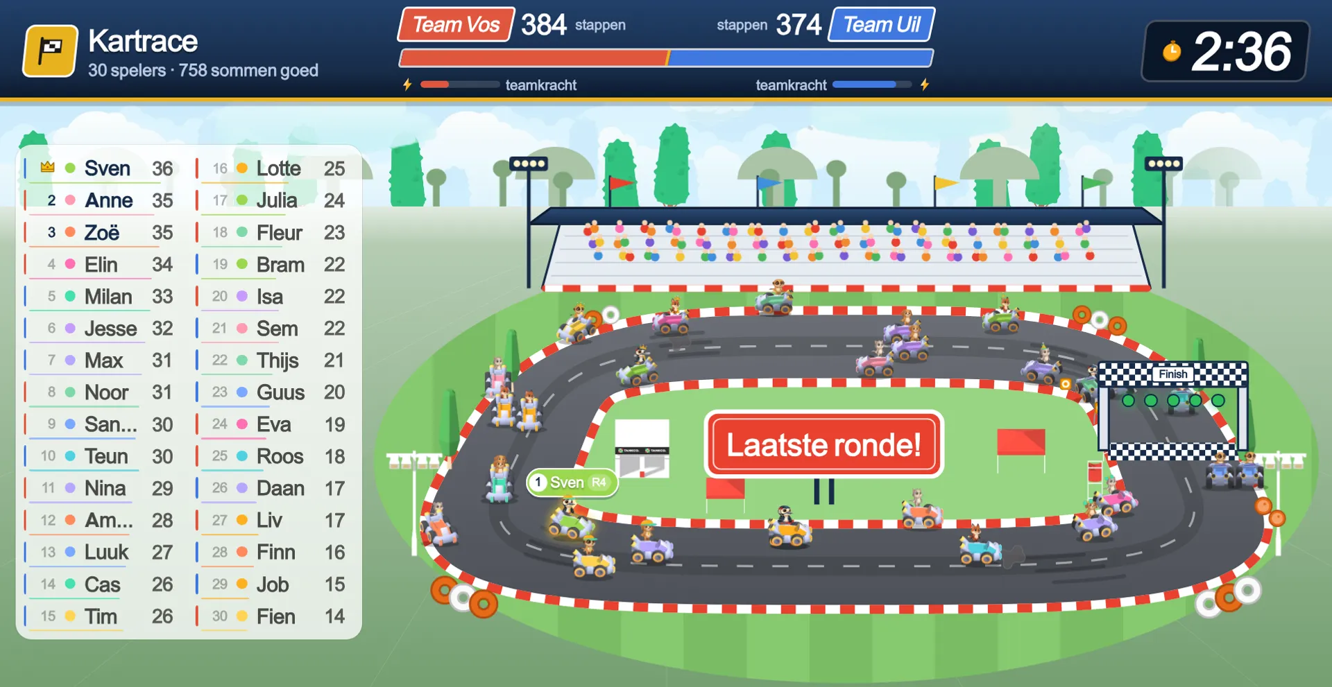 Course de karts : chaque enfant roule sur son propre calcul, à son propre niveau.